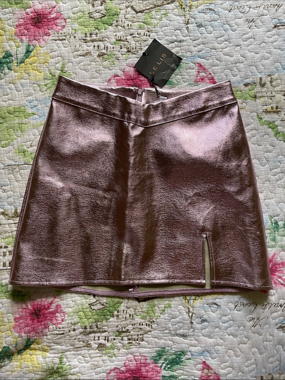 LeLis Boutique Metallic Rose Mini Skirt